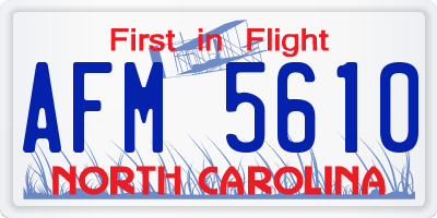 NC license plate AFM5610