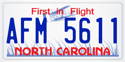NC license plate AFM5611