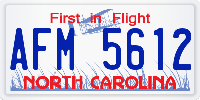 NC license plate AFM5612