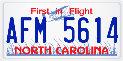 NC license plate AFM5614