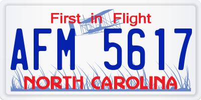 NC license plate AFM5617