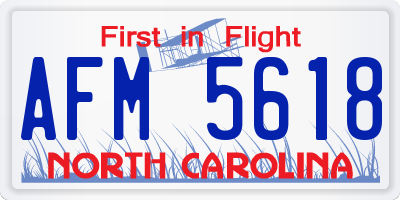 NC license plate AFM5618