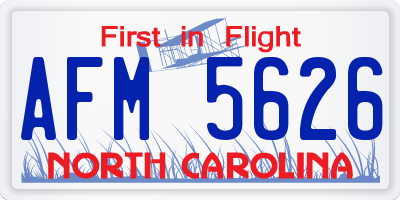 NC license plate AFM5626