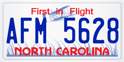 NC license plate AFM5628