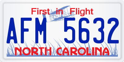 NC license plate AFM5632