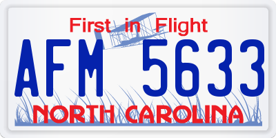 NC license plate AFM5633