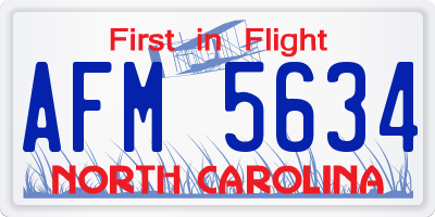 NC license plate AFM5634