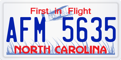 NC license plate AFM5635