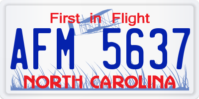NC license plate AFM5637