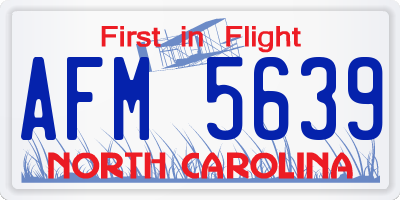 NC license plate AFM5639