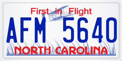 NC license plate AFM5640