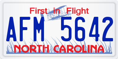 NC license plate AFM5642