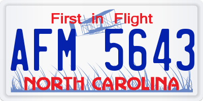 NC license plate AFM5643