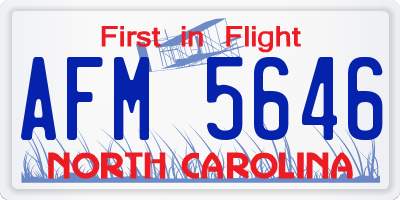 NC license plate AFM5646