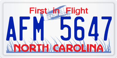 NC license plate AFM5647