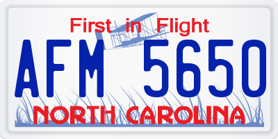 NC license plate AFM5650