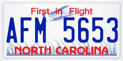 NC license plate AFM5653