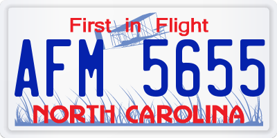 NC license plate AFM5655