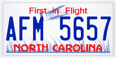 NC license plate AFM5657