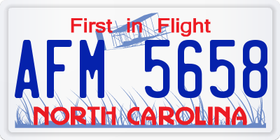 NC license plate AFM5658