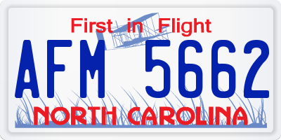NC license plate AFM5662