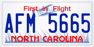 NC license plate AFM5665