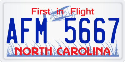 NC license plate AFM5667