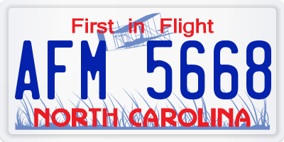 NC license plate AFM5668