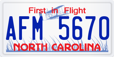 NC license plate AFM5670