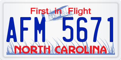 NC license plate AFM5671