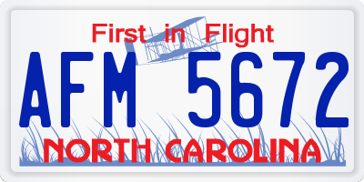 NC license plate AFM5672