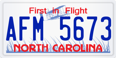 NC license plate AFM5673