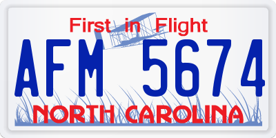 NC license plate AFM5674