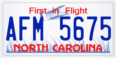NC license plate AFM5675