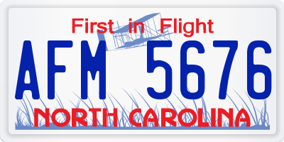 NC license plate AFM5676