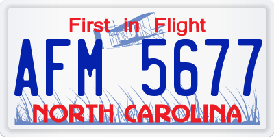 NC license plate AFM5677