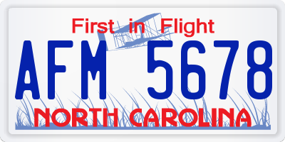 NC license plate AFM5678
