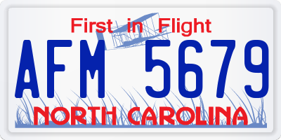 NC license plate AFM5679