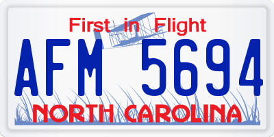 NC license plate AFM5694
