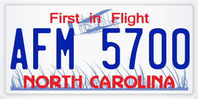 NC license plate AFM5700
