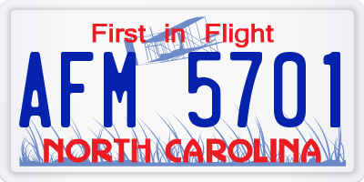 NC license plate AFM5701