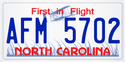 NC license plate AFM5702