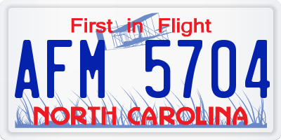 NC license plate AFM5704