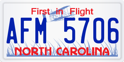 NC license plate AFM5706