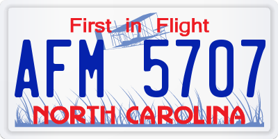 NC license plate AFM5707