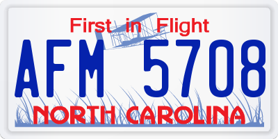 NC license plate AFM5708