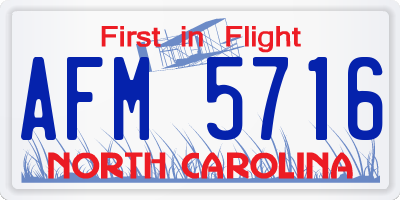 NC license plate AFM5716
