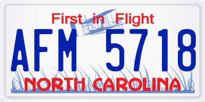 NC license plate AFM5718