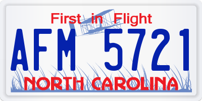 NC license plate AFM5721