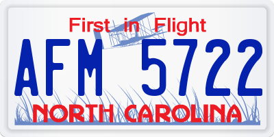 NC license plate AFM5722